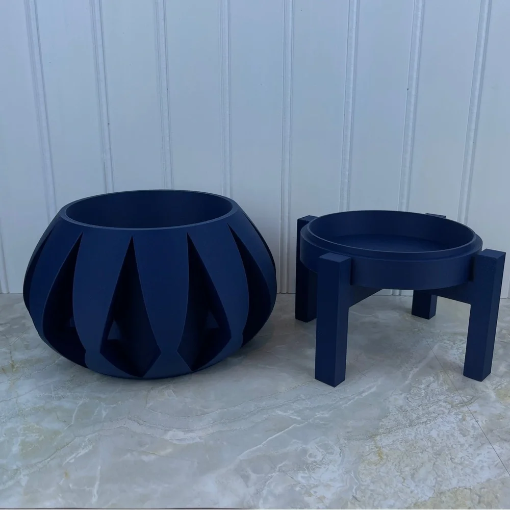 The Moki Indoor Flower Pot with Drainage Holes and Saucer, Tabletop Planter